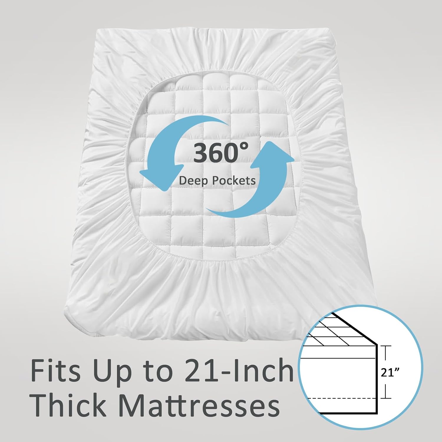 Dual Layer 4.5 Inch Memory Foam Mattress Topper Queen, 2.5 Inch Cooling Memory Foam, 2 Inch Thick Pillow Top Mattress Pad Cover for Hard Bed, Soft Fluffy & Pressure Relief & Medium Support